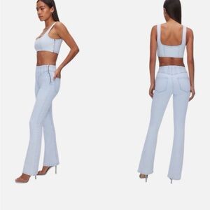 Good American Blue Flare Wide Leg Jeans - mega compression “good legs”
